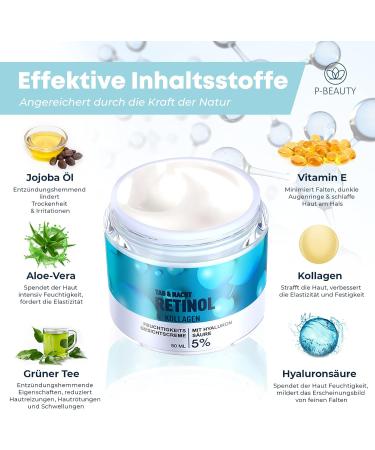 Retinol Anti-Aging Anti-Wrinkle Night/Day Cream with Hyaluronic Acid Collagen Aloe Vera and Green Tea Made in Germany - Buy Online on GoSupps.com