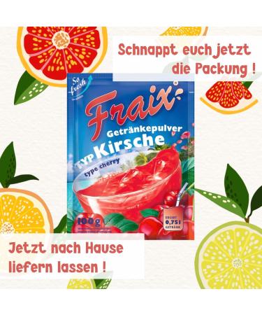 TSI Consumer Goods FRAIX Drink powder cherries 125 pieces 125 x 100 g value pack instant fruit powder with cherry flavor perfect for on the go birthday party - Buy Online on GoSupps.com