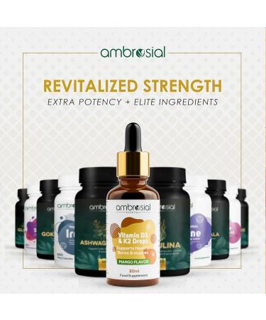 AMBROSIAL Vitamin D3 K2 Drops - for Adults and Kids (Pack of 1-30ml) 1.05 Fl Oz (Pack of 1) - Buy Online on GoSupps.com