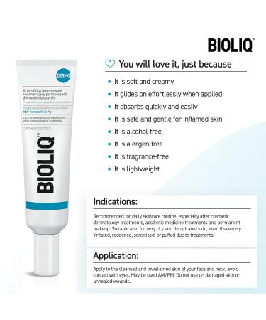 Bioliq - Dermo Cica Cream - Intensive Regeneration After Dermatological Procedures Soothing Moisturizing with CICA and Cu-Zn-Mg Complex - 30ml - Buy Online on GoSupps.com