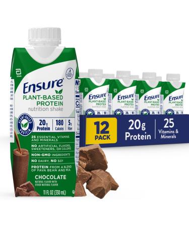 Ensure Plant-Based Protein Nutrition Shakes with 20g Fava Bean & Pea Protein Vanilla & Chocolate Flavors Pack of 12 11 Fl Oz - Buy Online on GoSupps.com
