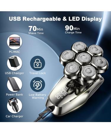 Buy 7D Head Shavers for Bald Men | 5 in 1 Waterproof Electric Razor & Grooming Kit - LED Display Type-C Charge - Buy Online on GoSupps.com