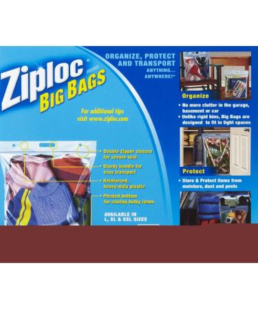 Ziploc Big Bag 10 Gallon XL Storage Bags, 2 feet x 20in (4-Count) Pack of 4