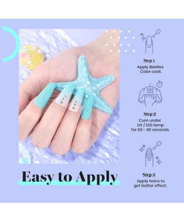 Beetles Mermaid Mantra 20-Color Gel Nail Polish Set with Glitter Soak-Off Shades - Includes Gel Base, Top Coat, Nail Brushes, and Mermaid Stickers - Buy Online on GoSupps.com