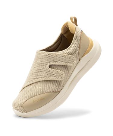 FitVille Diabetic Shoes for Men Extra Wide Width Orthopedic Slip-on Fall Prevention Walking Shoes Adjustable Closure with Arch Support Therapeutic for Swollen Feet - Easy Top (11.5 X-Wide Khaki) - Buy Online on GoSupps.com