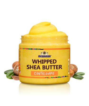 AKWAABA Whipped Shea Butter (Cantaloupe) 12 oz - Body & Hair Moisturizer - With Raw Shea Butter from Ghana - Rich Vitamins A and E - Natural Yellow