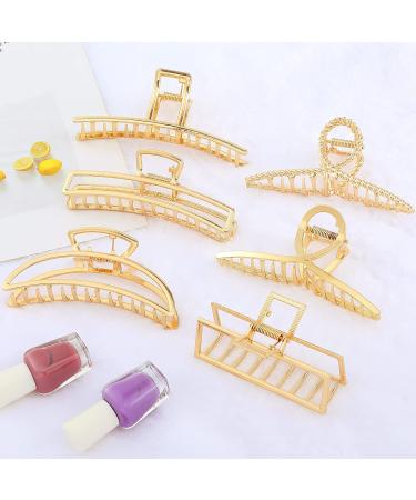 Fuystiulyo 6 Pack Large Metal Hair Claw Clips - Nonslip Gold Hair Clips for Thick Thin Hair - Strong Hold Jaw Clips - Hair Styling Accessories - Buy Online on GoSupps.com