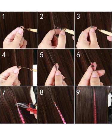 Feather Hair Extension Colorful Synthetic Hair Hairpiece Hair Extensions Fiber Hairpiece Accessories Wig for Women crochet hair extension set (Color : 5 Size : 16inches-10 pieces) 16inches-10 pieces 5 - Buy Online on GoSupps.com