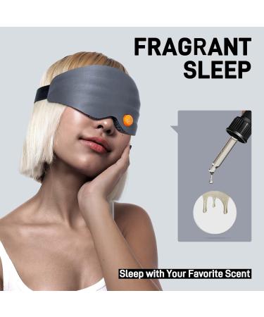 3D Sleep Mask - Aroma Eye Masks for Women | 99.9% Light Blackout Contoured Cup Night Blindfold | Adjustable Strap by Zen Cave (Grey - Buy Online on GoSupps.com