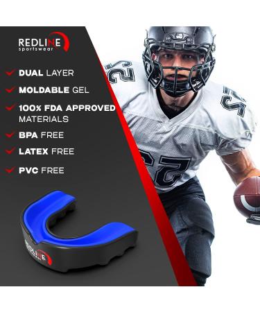 Redline Sportswear Pro Custom Molded Mouth Guard with Case - BPA Free Sports Mouthguard for Braces, Football, Hockey - Blue & Black | Youth to Adult Boxing Protection - Buy Online on GoSupps.com
