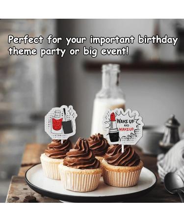 18pcs Pink Glitter Dessert Cupcake Topper for Long Eyelashes Big Eyes Love Lip XOXO Theme Decor Supplies Lady Women Girls Birthday Wedding Bachelor Engagement Party Decoration - Buy Online on GoSupps.com