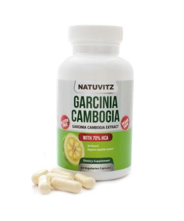 NATUVITZ Garcinia Cambogia Extract 70% HCA Vegan Friendly Gluten Free Non-GMO Supports and Improves Digestion System Metabolism Booster Pills 1600mg (90 Count)