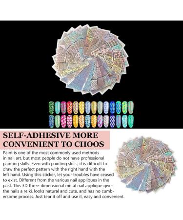 24Pcs DIY Nail Vinyls Stencil Sticker Set for Manicure Nail Art Decoration - Includes Vinyl Sheets, Stencil Templates, and Drawing Stickers - Buy Online on GoSupps.com