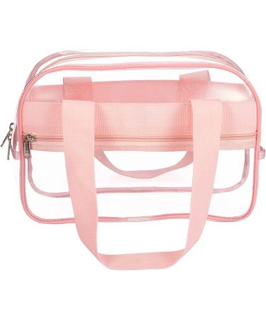 Premium Clear Makeup Cosmetic Toiletry Organizer Bag | Stadium Approved Clear Tote Bag | Mini Clear Purse for Gym, Work, Travel - Pink - Buy Online on GoSupps.com