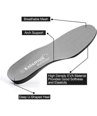 Knixmax Outdoor Women's Shoe Insoles - Arch Support Orthotics for Plantar Fasciitis Relief - Cushioned Replacement Inserts for Work Boots, Sneakers, Running Shoes - Grey (EU37/US6) - Buy Online on GoSupps.com