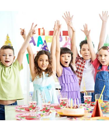 Watermelon Party Harness Set - 80 Pieces Birthday Decoration for Girls | Plates Cups Napkins & Tablecloth for 16 Guests - Buy Online on GoSupps.com