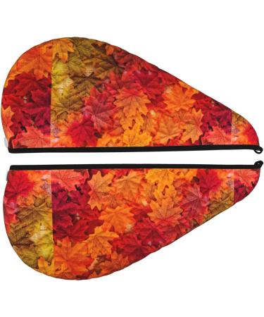 Quick-Dry Hair Towel Wrap with Button | Autumn Leaf Towel Turban for Effortless Hair Drying - Buy Online on GoSupps.com