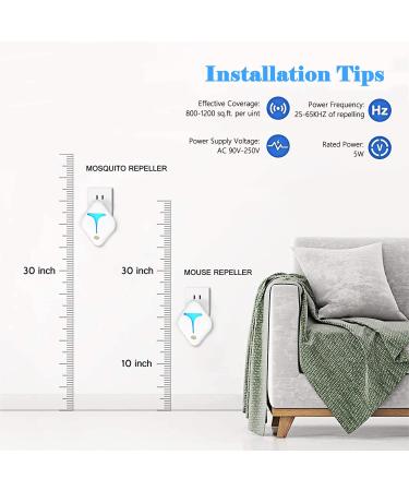 Ultrasonic Pest Repeller 6 Pack - Indoor Electronic Mouse Repellent for Home - Attic, Garage, Basement, Warehouse - White-Blue - Buy Online on GoSupps.com