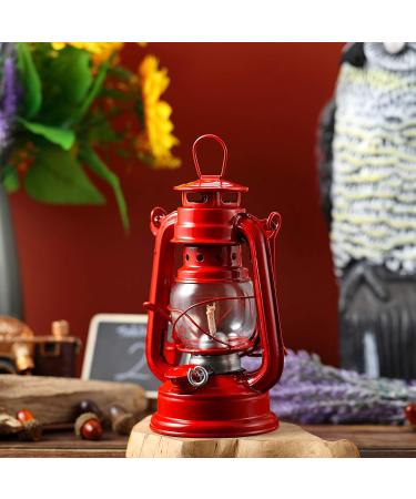 8 Inch Small Red Kerosene Hurricane Lantern Set - Perfect for Christmas Decor, Camping, and Emergency Use (4-Pack) - Buy Online on GoSupps.com