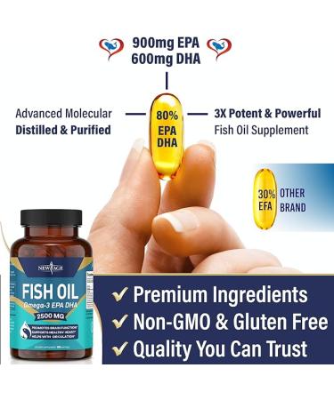 NEW AGE Omega 3 Fish Oil 2500mg Supplement Immune & Helath Support â Promotes Joint  Eye & Skin Health - Non GMO - EPA  DHA Fatty Acids Gluten Free (90 Softgels (Pack of 1)) - Buy Online on GoSupps.com