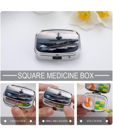 Buy Pill Box Aircraft Carrier Print - 2 Compartment Portable Medicine Organizer | Decorative Metal Pill Case for Pocket & Purse - International Shipping - Buy Online on GoSupps.com