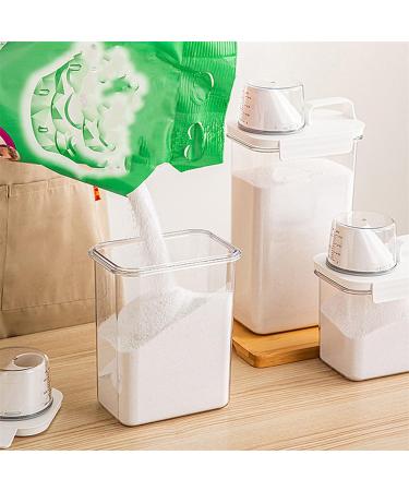 QXPDD Airtight Laundry Detergent Dispenser with Measuring Cup Clear Laundry Powder Detergent Storage Box Washing Powder Container Storage Bucket Detergent Box 2300ML - Buy Online on GoSupps.com