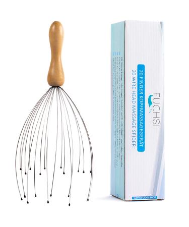 Fuchsi head massage spider with 20 sensors |Head spider for perfect relaxationHigh quality processed with wooden handle |Head massage device relax wellness head of the head massage spider