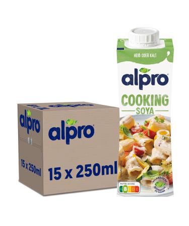 Alpro Soya Cooking Cream Vegan Lactose-free Gluten-free UHT 15x250ml Pack of 15 250 ml (Pack of 15)