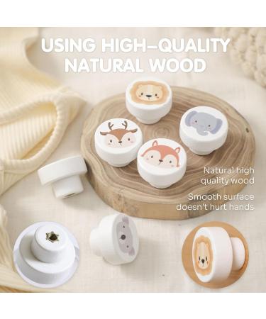 Aynkh Drawer Handles - 6 Pack 35mm Cartoon Motif Wood with Silicone Door Protection for Children's Room Kitchen & Bedroom - Buy Online on GoSupps.com
