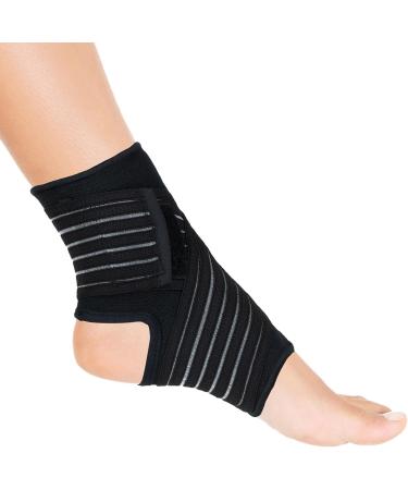 Actesso Ankle Support Sleeve with Strap - Ultimate Support for Weak Ankles, Sprains & Sports Injuries - Men & Women - Left or Right - M (1 Pack, Black) - Buy Online on GoSupps.com