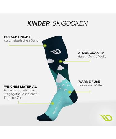 Diasports Merino Wool Ski Socks for Kids | Warm Thermo Knee Socks | Thick Winter Socks for Girls & Boys | KidStars 31-34 Turquoise - Buy Online on GoSupps.com