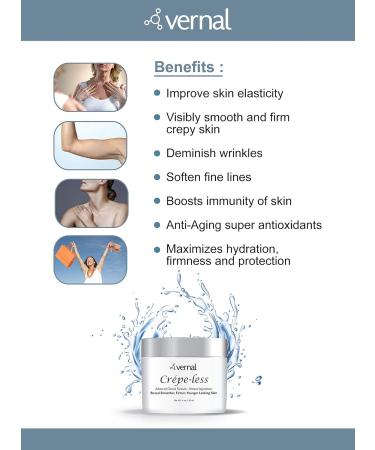 Vernal Crepe-less Firming Cream | Organic Anti-Aging Solution for Arms Neck & Hands | Reduces Crepey Skin | Made in USA (4 Oz - Buy Online on GoSupps.com