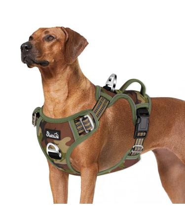 Eyin dog harness for large dogs adjustable breathable reflective padded and breathable breast dishes with handle and front bracket for daily training (camouflage green l) l (neck: 42-60cm breast: 47-86cm) Tarngr n - Buy Online on GoSupps.com
