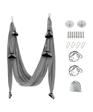 Maxwelly Aerial Yoga Flying Yoga Swing Yoga Hammock Trapeze Sling Inversion Tool for Gym Home Fitness Grey