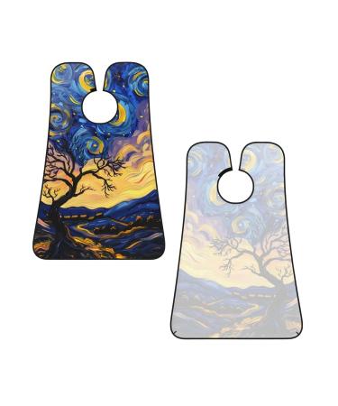 Van Gogh Star Tree Print Beard Bib Apron - Non-Stick Hair Catcher for Men | Perfect Shaving Gift - One Size Black - Buy Online on GoSupps.com