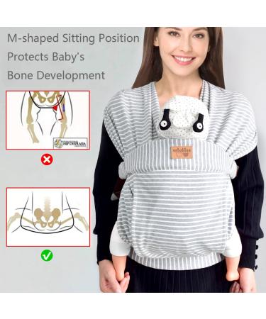 vrbabies Ergonomic Baby Carrier | Skin-Friendly Wrap for Newborns to Toddlers | Easy Breastfeeding | Lightweight & Breathable | Striped Grey Design | Ideal Baby Shower Gift - Buy Online on GoSupps.com