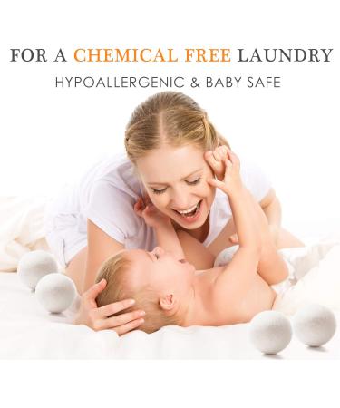 Organic XL Wool Dryer Balls - Reusable Fabric Softener & Wrinkle Reducer - 100% New Zealand Wool - White, 4 Pack - Buy Online on GoSupps.com