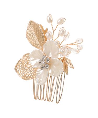 AUTSUPPL Gold Leaf Side Comb Vintage Hair Accessories Side Comb Headpiece Hair Accessories for Women Bridal Hair Accessory Wedding Bride Headpiece Leaf Hair Comb Hair Comb Clip