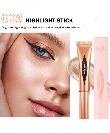 Liquid Highlighter Beauty Wand Cream Bronzer Highlighter Stick Contour Wand Soft Smooth Glossy Lightweight Long Lasting Waterproof Liquid Highlighter Stick Makeup Kit For Natural Nude Finish (03#Pearl White) - Buy Online on GoSupps.com