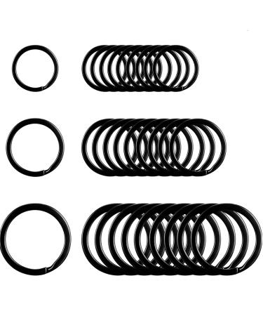 Round Flat Key Rings Key Chain Small Metal Split Ring for Home Car Keys  Organization 30 Pieces (Black 3/4 Inch 1 Inch and 1.25 Inch) Black 3/ 4  Inch 1 Inch and 1.25 Inch