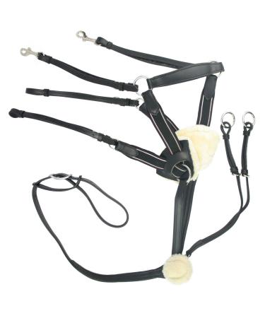 Knight Rider Leather 5 Point Breastplate With Faux Fur Sheepskin (X-Full Black) X-Full Black