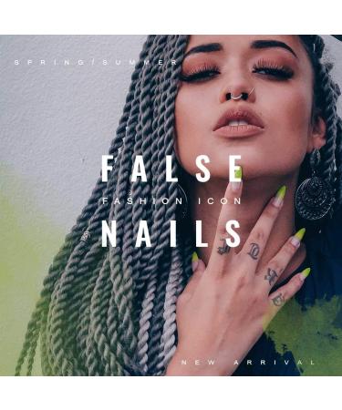Glossy Coffin Press on Nails Gray Ballerina Full Cover Fake Nails Artificial Acrylic Medium False Nails for Women and Girls (24PCS) - Buy Online on GoSupps.com