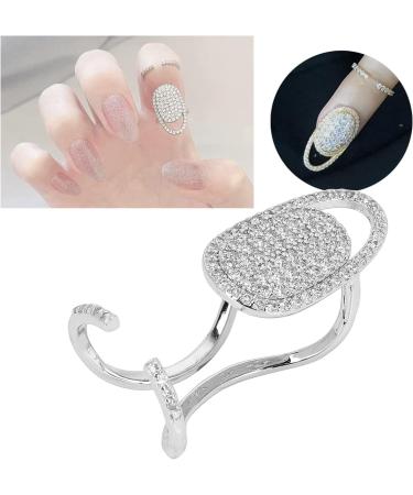 Nail nart Decoration Rhinestone Fingernail Rings Fingernail Ring Nail ring finger Decoration Nail Cover Rings Finger Decoration Rings for Parties Ring Jewelry Gift(Sliver) - Buy Online on GoSupps.com