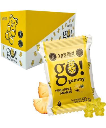 GoGummy Low Sugar (1g) Gummy Bears by Jimmy Sevigny | Pineapple Fruity Gummies | High Fiber No Sugar Alcohols Gluten Free | Pack of 12 x 50g Bags - Buy Online on GoSupps.com