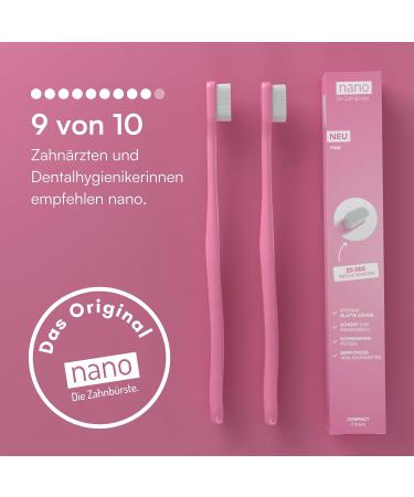 Buy Nano Toothbrush 2-Pack | Extra Soft Ergonomic Design | 20 000 Bristles | Gentle on Sensitive Teeth | Rosa Compact Pink from Germany | International Shipping Available - Buy Online on GoSupps.com