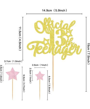 Keaziu 1 Pack Officially 13th Teenager Cake Topper 24PCS Pink Star 13th Cake Topper Birthday 13 Fabulous for Happy 13th Birthday Anniversary Party Cake Decorations Supplies Gold - Buy Online on GoSupps.com