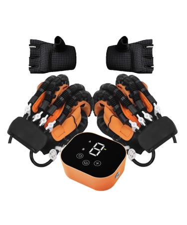 (Left+Right) Hand Rehabilitation Robot Gloves Hand Exerciser Aids Robotic Glove Hemiplegia Stroke Arthritis Hand Finger Rehabilitation Trainer Intensity Adjustable left+right Large