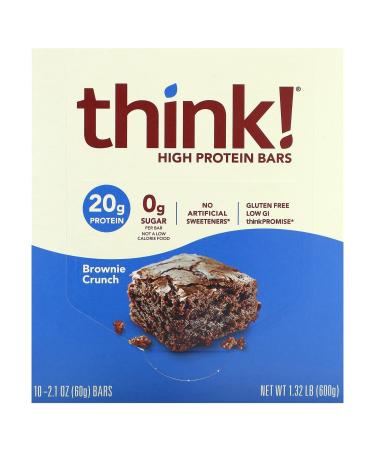 ThinkThin Protein Bars Brownie Crunch 2.1 oz 10 pk