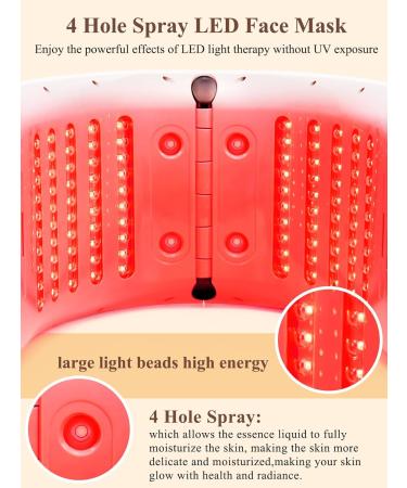 LED Face Light Therapy Mask 4 Holes Spray Deeply Replenishes Water 7 Colors LED Face Mask for Acne Treatment Foldable Facial Red Light Therapy for Home Beauty Salon - Buy Online on GoSupps.com