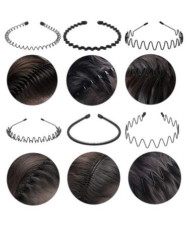 Shop Tafaftl 8-Piece Metal Hair Band Set - Unisex Non-Slip Wave Black Hair Ties for Sports & Yoga - Buy Online on GoSupps.com